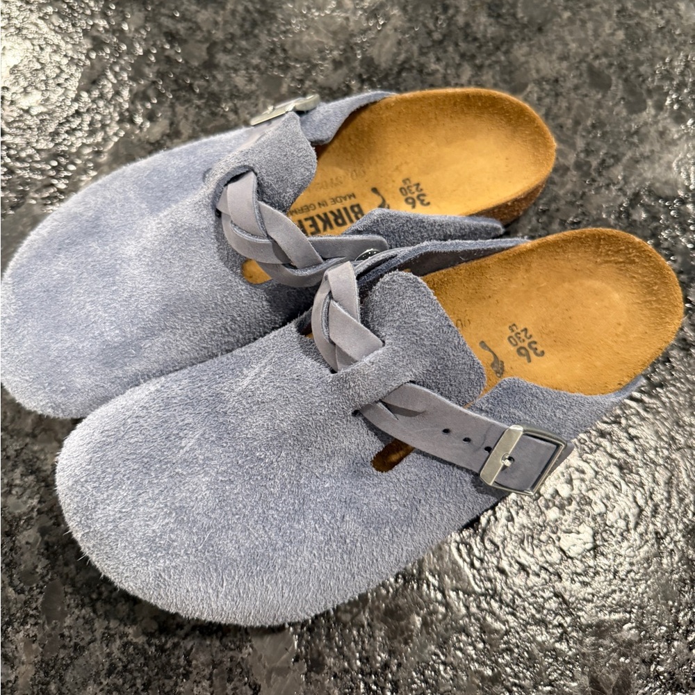 Birkenstock Boston Braided Suede Clogs